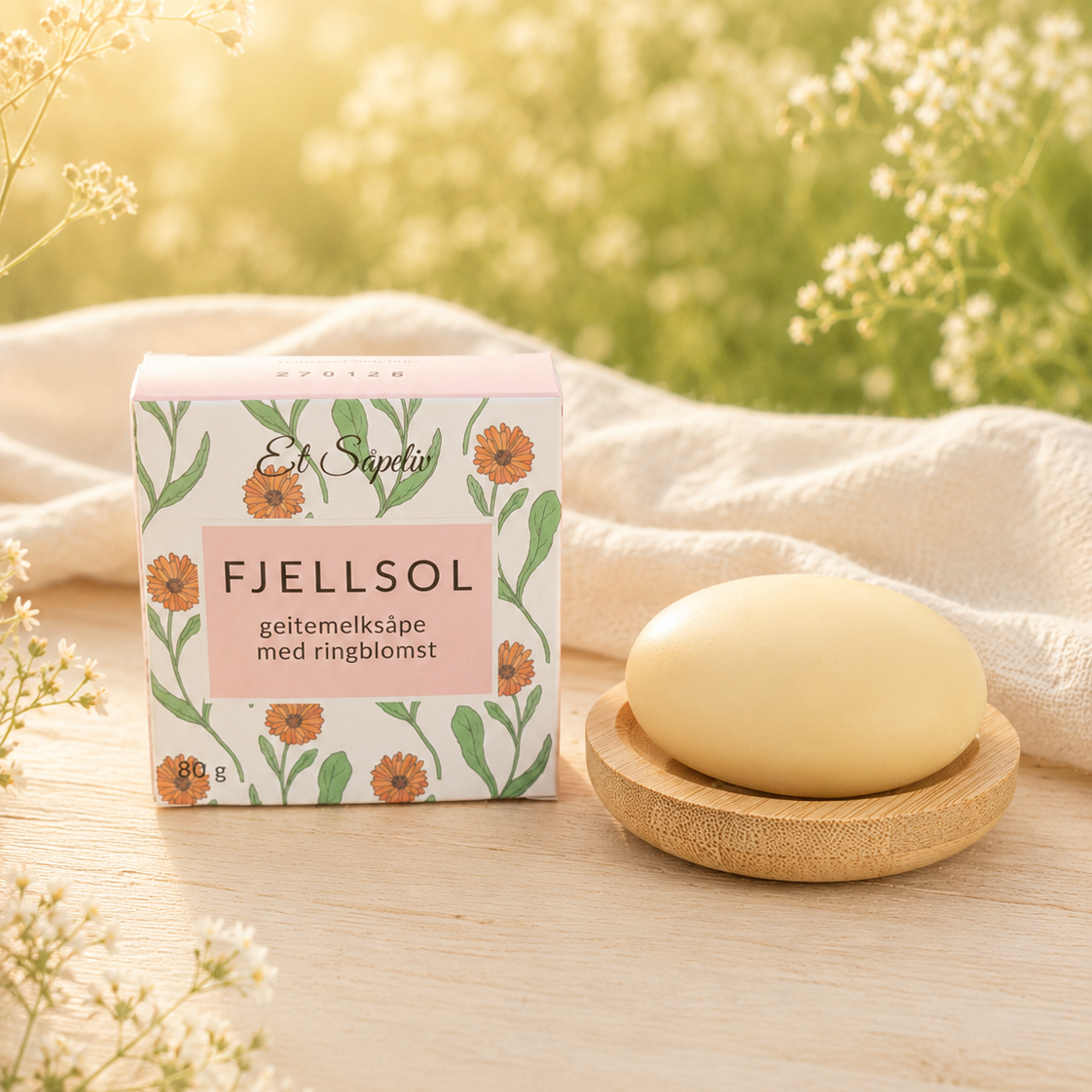 
                  
                    Fjellsol - Mild og naturlig såpe med geitemelk og ringblomst
                  
                