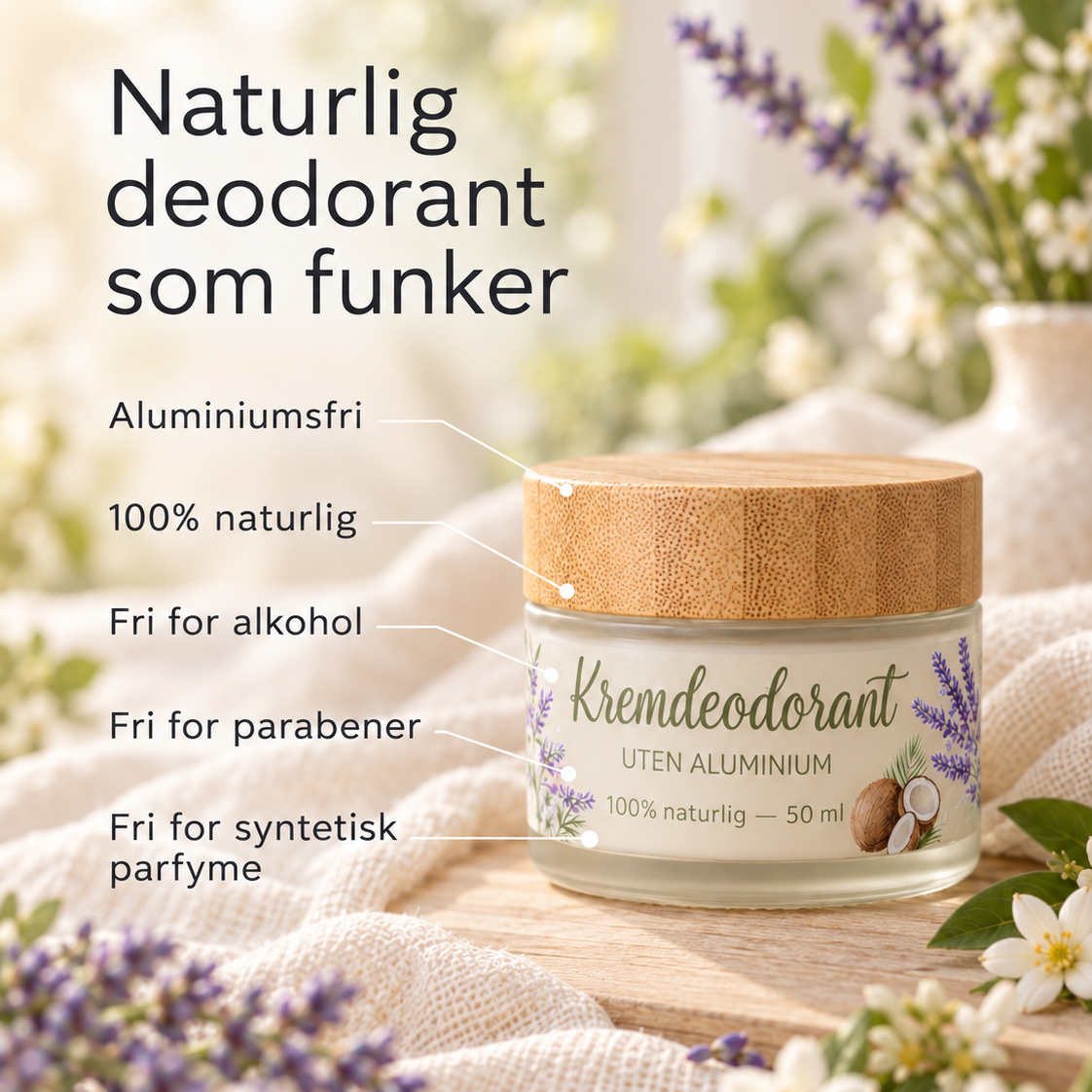 
                  
                    100% naturlig kremdeodorant, UTEN aluminium - Bestselger!
                  
                