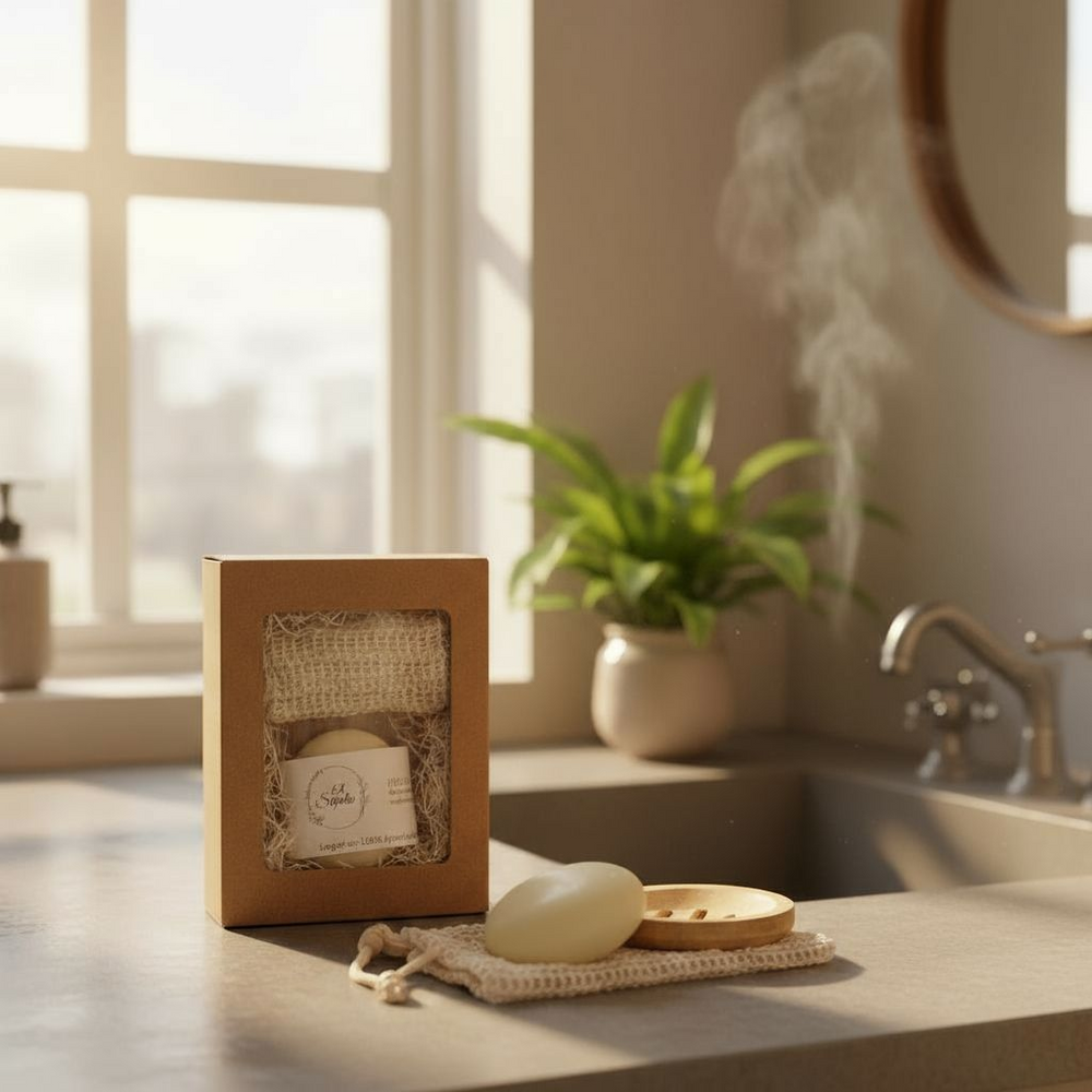 Gavesett med såperist, skrubbepose og såpebar