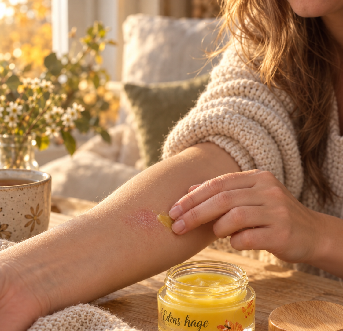 
                  
                    100% naturlig Ringblomstsalve til sår hud - "Edens hage," 30 ml
                  
                