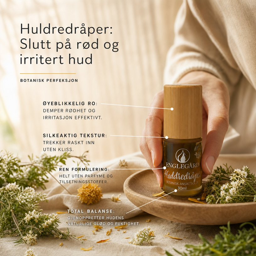 
                  
                    100% naturlig ansiktsolje for sensitiv hud - "Huldredråper", 30 ml
                  
                